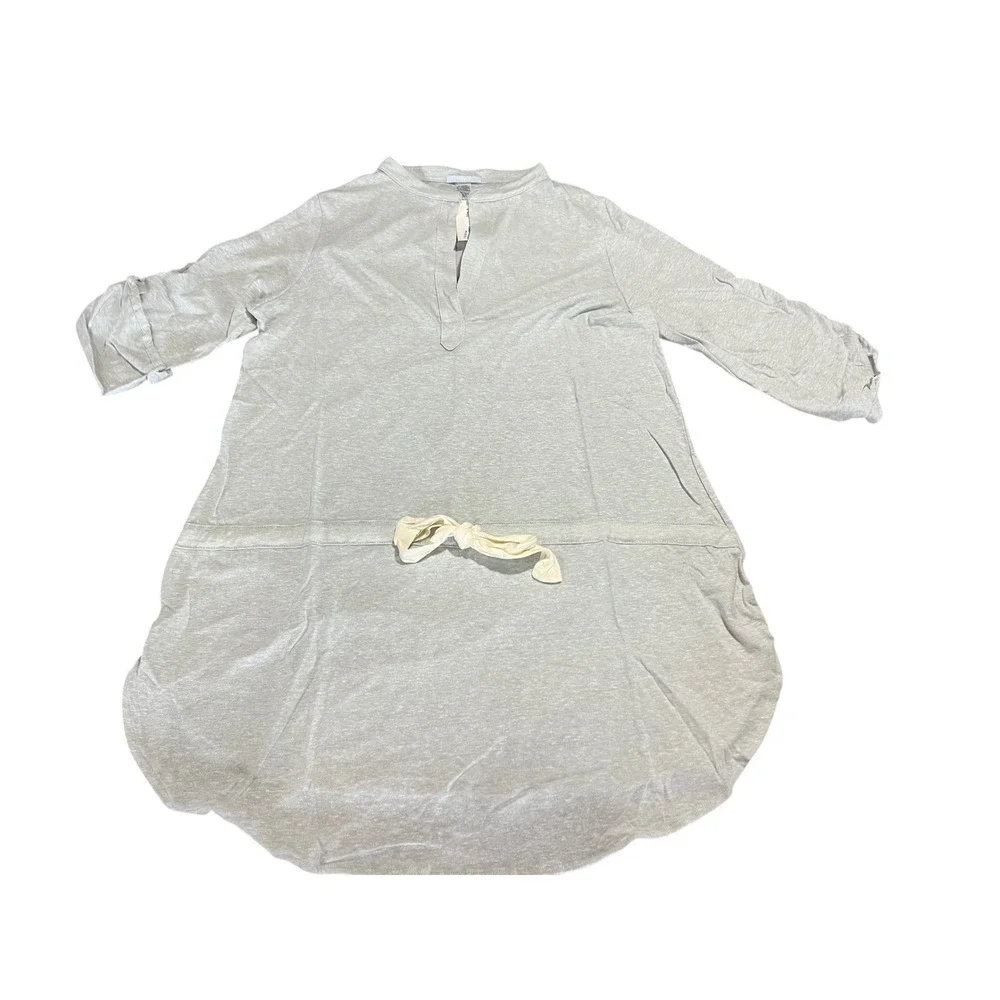Eberjey Heather Grey Drawstring Tunic Top Roll Sleep Small NEW Lounge Coastal - Picture 6 of 6